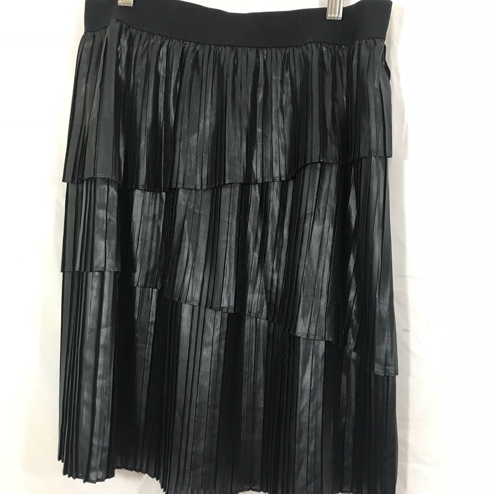 Sexy layered fringe black metallic mini skirt